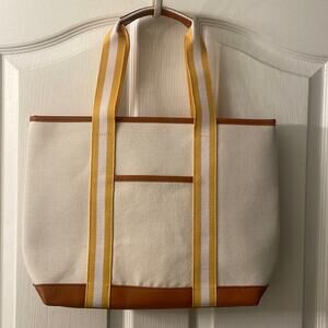 Tan canvas book tote beach bag